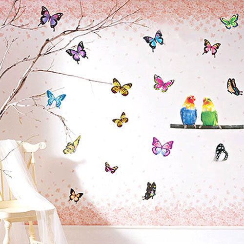 Wall Deco Sticker  PARROTS & BUTTERFLY 161-ECO020