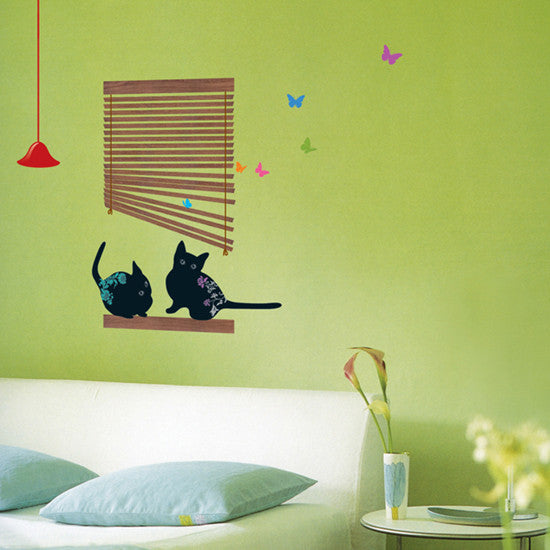Wall Deco Sticker  CAT & BUTTERFLY 202-SS58233