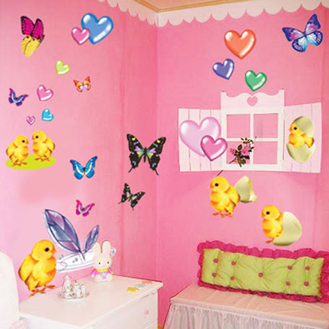 Wall Deco Sticker BUTTERFLY & CHICK  239-CP062